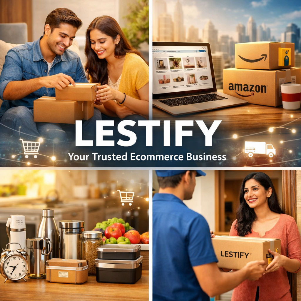 LESTIFY ecommerce business showcasing everyday products sold through Amazon, Flipkart, and its own ecommerce website, representing trusted online shopping and brand reliability